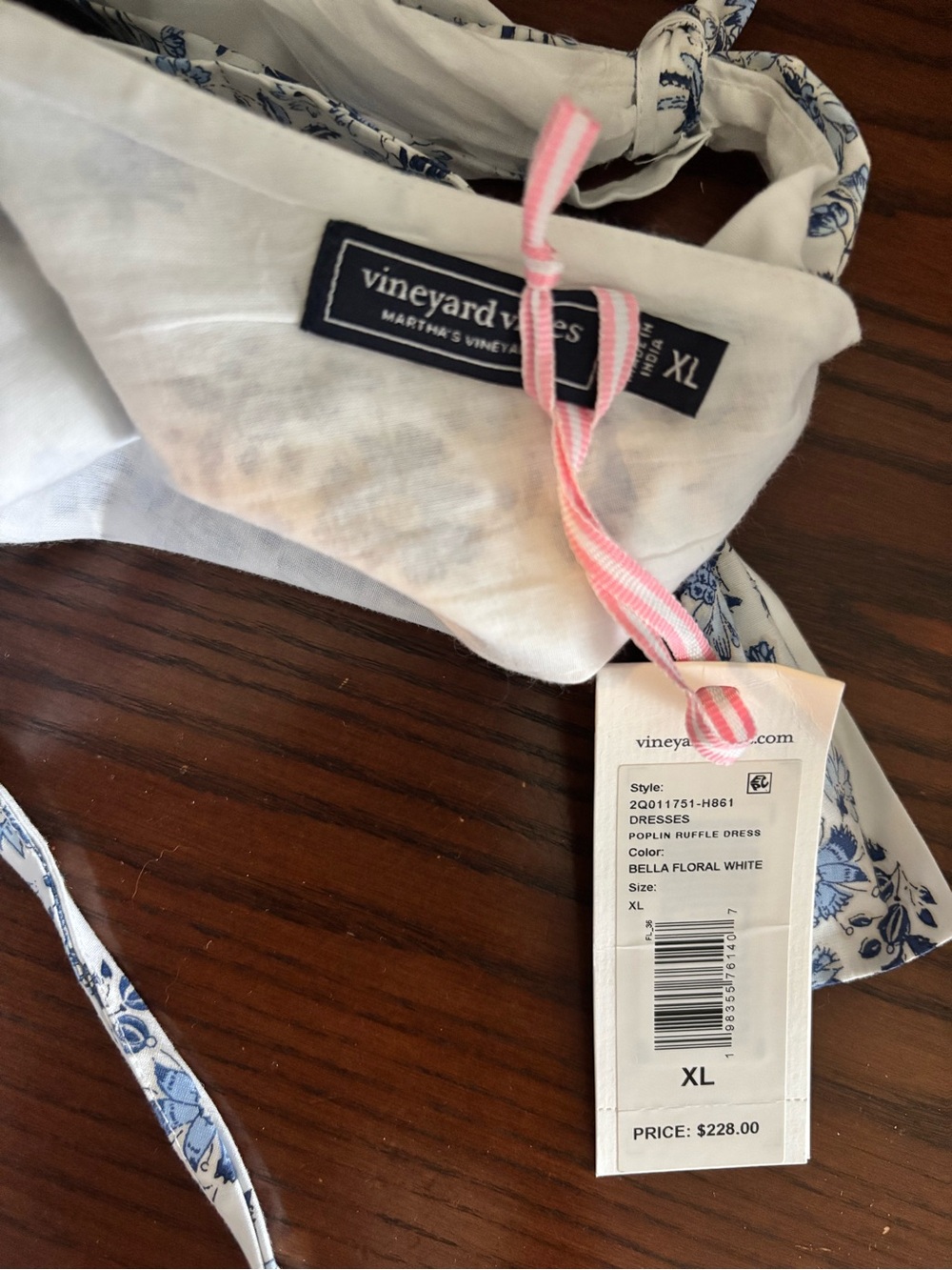 Vineyard Vines White Maxi Dress with Blue Floral Stripe - Picture 2 of 4